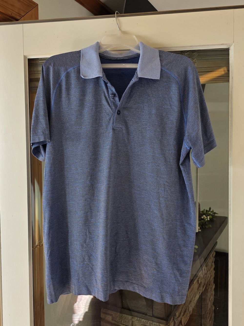 lululemon athletica Men's Heathered Blue Polo with Contrast Collar